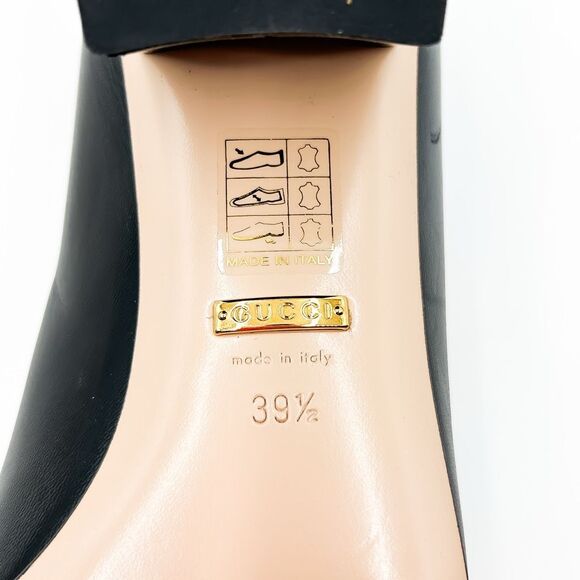 Gucci Heels Sylvie Pumps Black Loafers 55 Block Web Heel Chain 39.5, US 9.5 - Picture 9 of 14